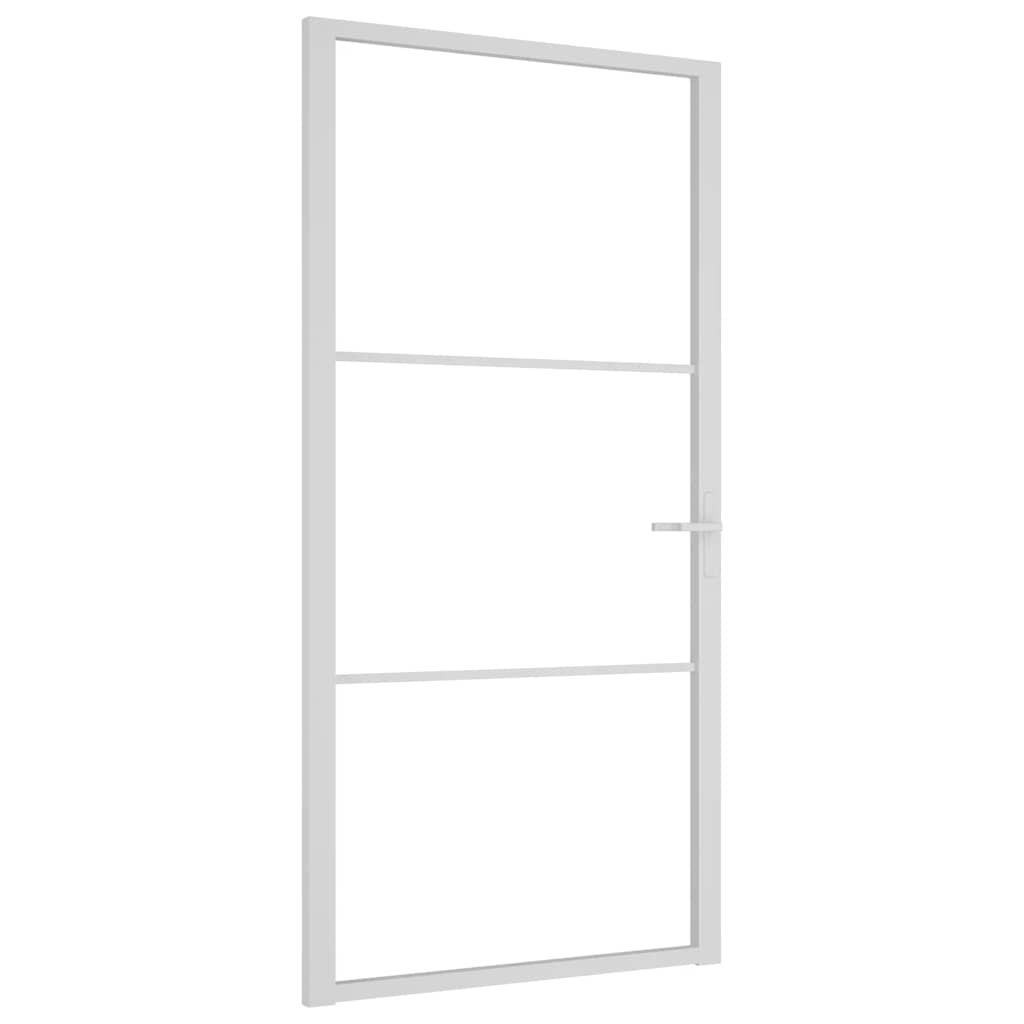 Porta Interna 102,5x201,5 cm Bianca in Vetro ESG e Alluminio | homemem39