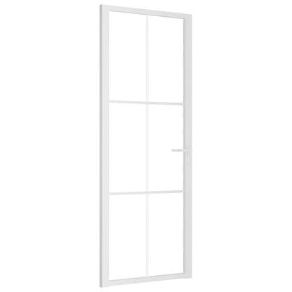Porta Interna 76x201,5 cm Bianca in Vetro ESG e Alluminio | homemem39