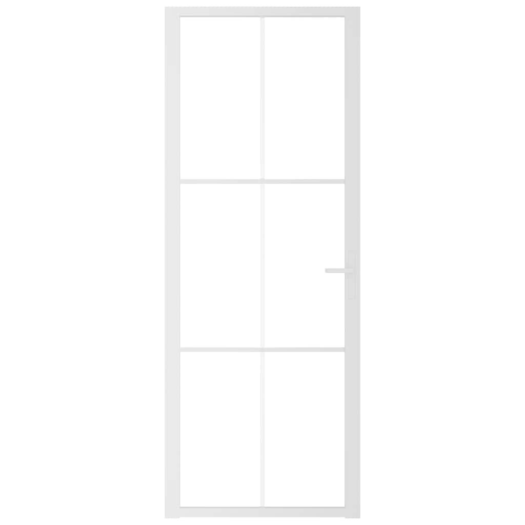 Porta Interna 76x201,5 cm Bianca in Vetro ESG e Alluminio | homemem39