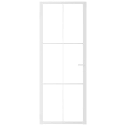 Porta Interna 76x201,5 cm Bianca in Vetro ESG e Alluminio | homemem39