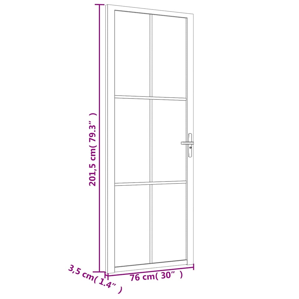 Porta Interna 76x201,5 cm Bianca in Vetro ESG e Alluminio | homemem39