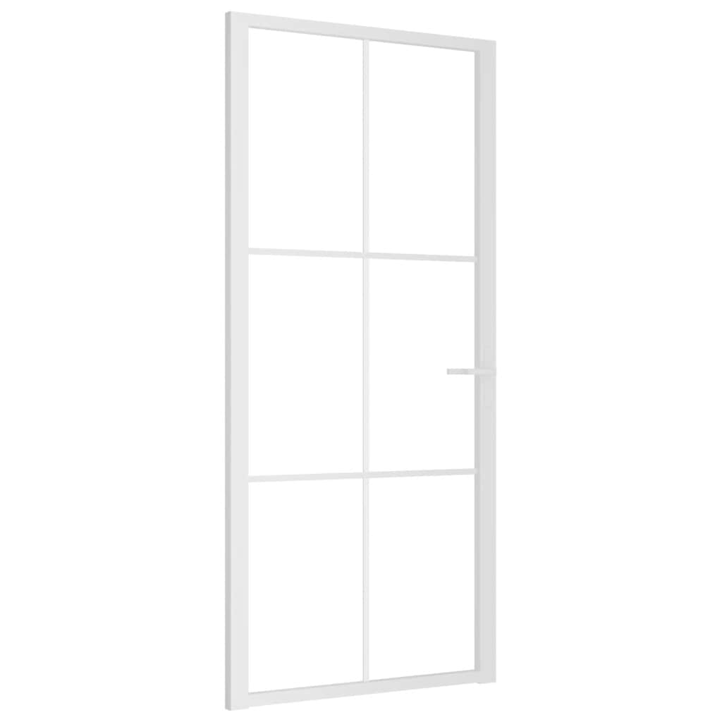 Porta Interna 93x201,5 cm Bianca in Vetro ESG e Alluminio