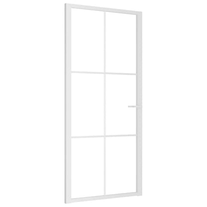 Porta Interna 93x201,5 cm Bianca in Vetro ESG e Alluminio