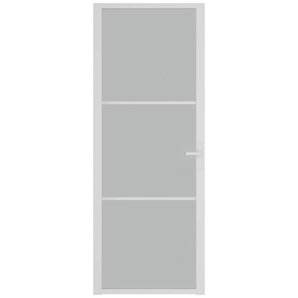 Porta Interna 76x201,5 cm Bianco Opaco Vetro e Alluminio | homemem39