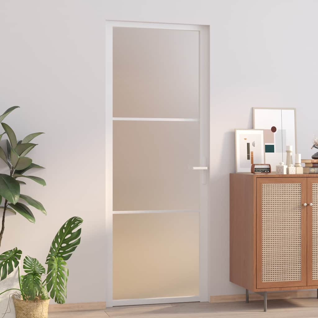 Porta Interna 76x201,5 cm Bianco Opaco Vetro e Alluminio | homemem39