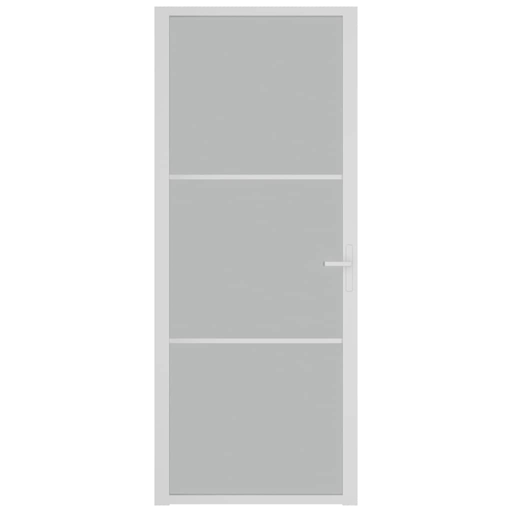 Porta Interna 83x201,5 cm Bianco Opaco Vetro e Alluminio | homemem39