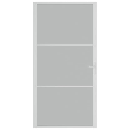 Porta Interna 102,5x201,5 cm Bianco Opaco in Vetro e Alluminio