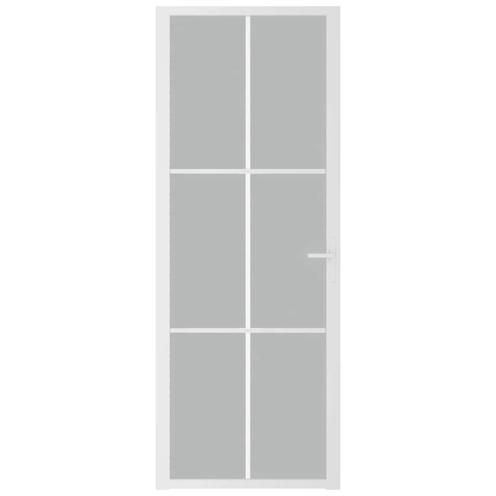 Porta Interna 76x201,5 cm Bianco Opaco Vetro e Alluminio | homemem39
