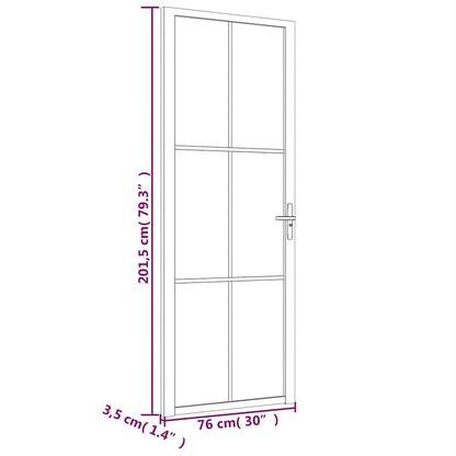 Porta Interna 76x201,5 cm Bianco Opaco Vetro e Alluminio | homemem39