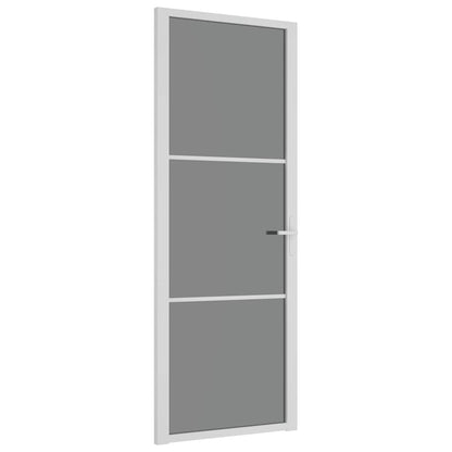 Porta Interna 76x201,5 cm Bianca in Vetro ESG e Alluminio | homemem39