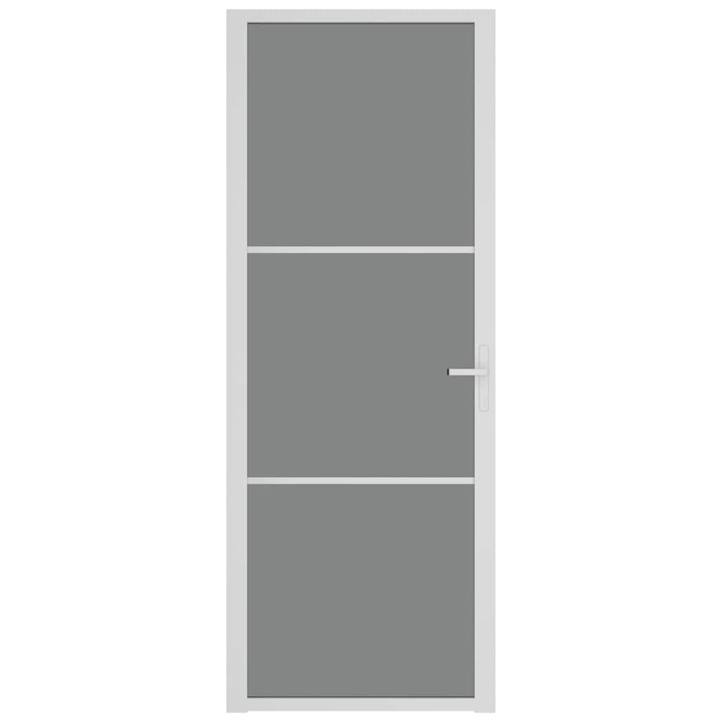 Porta Interna 76x201,5 cm Bianca in Vetro ESG e Alluminio | homemem39