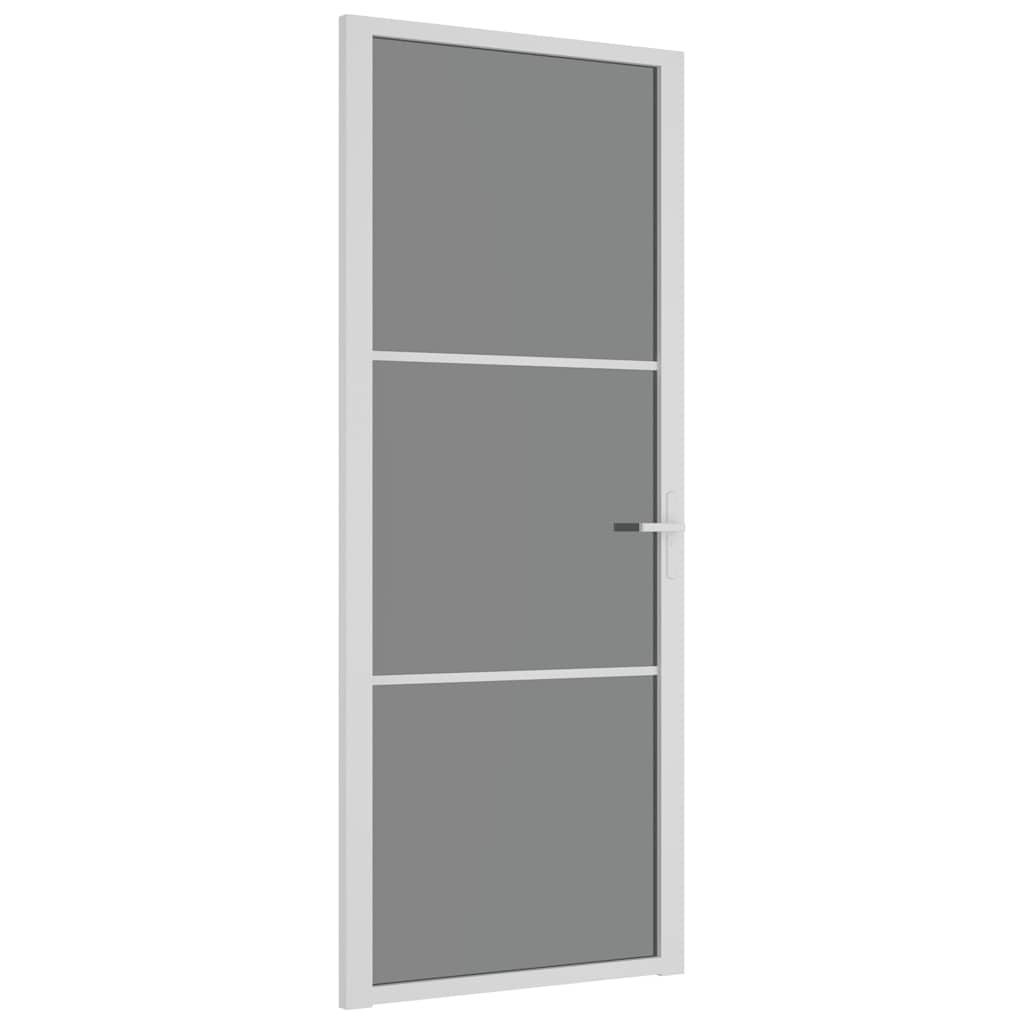 Porta Interna 83x201,5 cm Bianca in Vetro ESG e Alluminio | homemem39