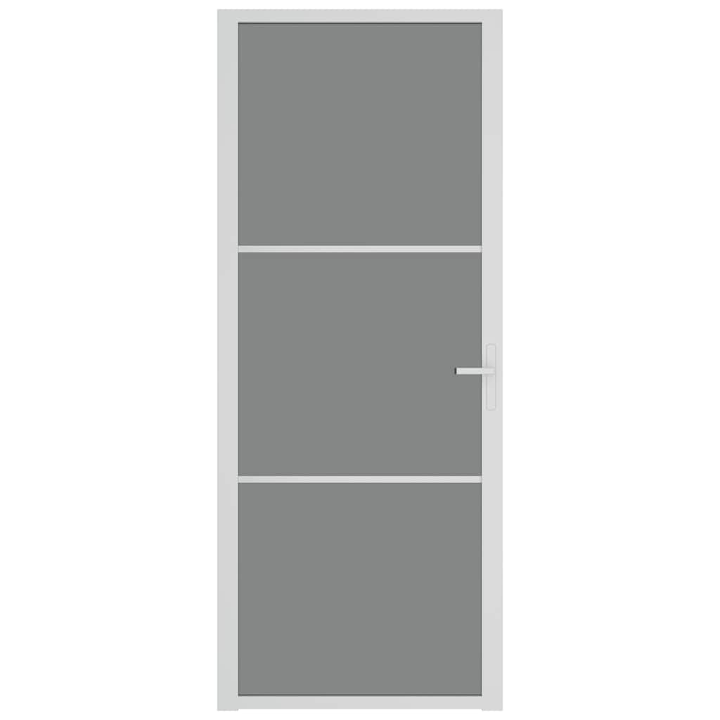 Porta Interna 83x201,5 cm Bianca in Vetro ESG e Alluminio | homemem39
