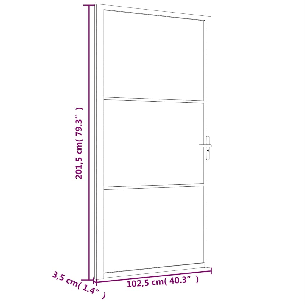 Porta Interna 102,5x201,5 cm Bianca in Vetro ESG e Alluminio | homemem39