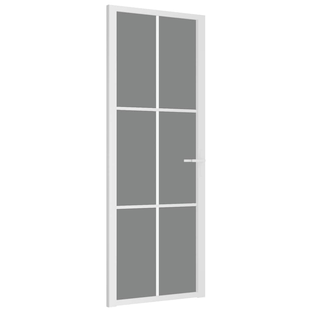 Porta Interna 76x201,5 cm Bianca in Vetro ESG e Alluminio | homemem39