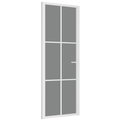Porta Interna 76x201,5 cm Bianca in Vetro ESG e Alluminio | homemem39