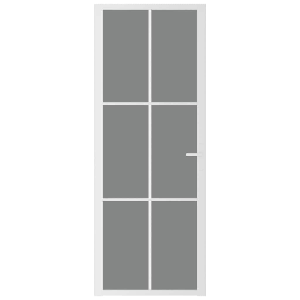 Porta Interna 76x201,5 cm Bianca in Vetro ESG e Alluminio | homemem39