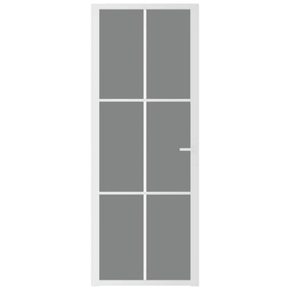 Porta Interna 76x201,5 cm Bianca in Vetro ESG e Alluminio | homemem39