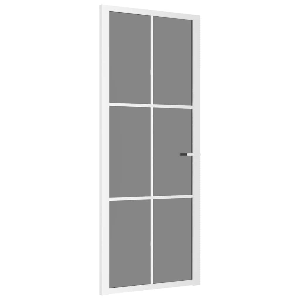 Porta Interna 83x201,5 cm Bianca in Vetro ESG e Alluminio | homemem39