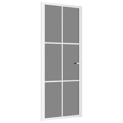 Porta Interna 83x201,5 cm Bianca in Vetro ESG e Alluminio | homemem39