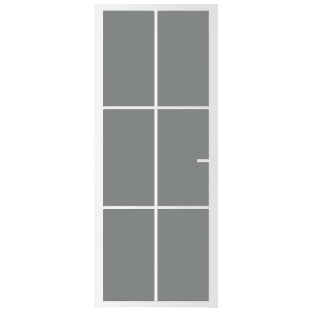 Porta Interna 83x201,5 cm Bianca in Vetro ESG e Alluminio | homemem39