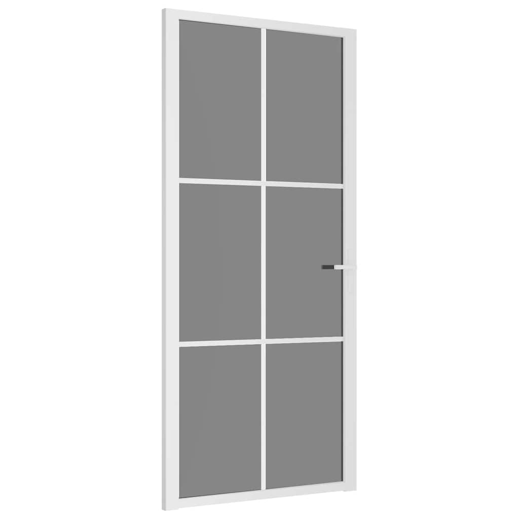 Porta Interna 93x201,5 cm Bianca in Vetro ESG e Alluminio | homemem39