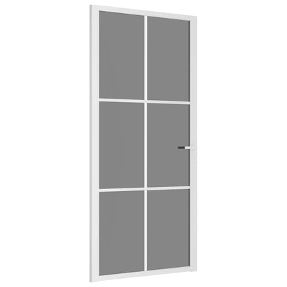 Porta Interna 93x201,5 cm Bianca in Vetro ESG e Alluminio | homemem39