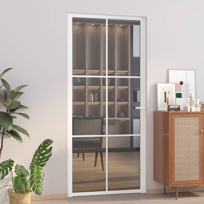 Porta Interna 93x201,5 cm Bianca in Vetro ESG e Alluminio | homemem39