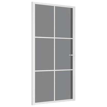 Porta Interna 102,5x201,5 cm Bianca in Vetro ESG e Alluminio | homemem39