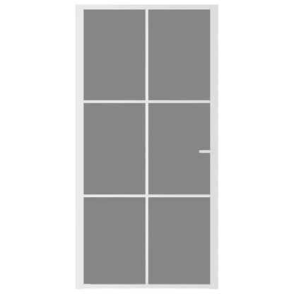 Porta Interna 102,5x201,5 cm Bianca in Vetro ESG e Alluminio | homemem39