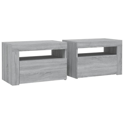 Comodini 2 pz con Luci LED Grigio Sonoma 60x35x40 cm | homemem39