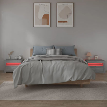 Comodini 2 pz con Luci LED Grigio Sonoma 60x35x40 cm | homemem39