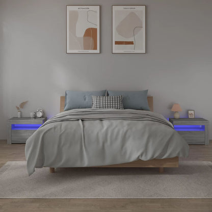 Comodini 2 pz con Luci LED Grigio Sonoma 60x35x40 cm | homemem39