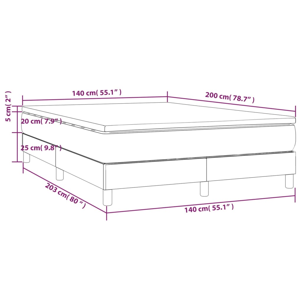 Giroletto a Molle con Materasso Tortora 140x200 cm in Tessuto | homemem39