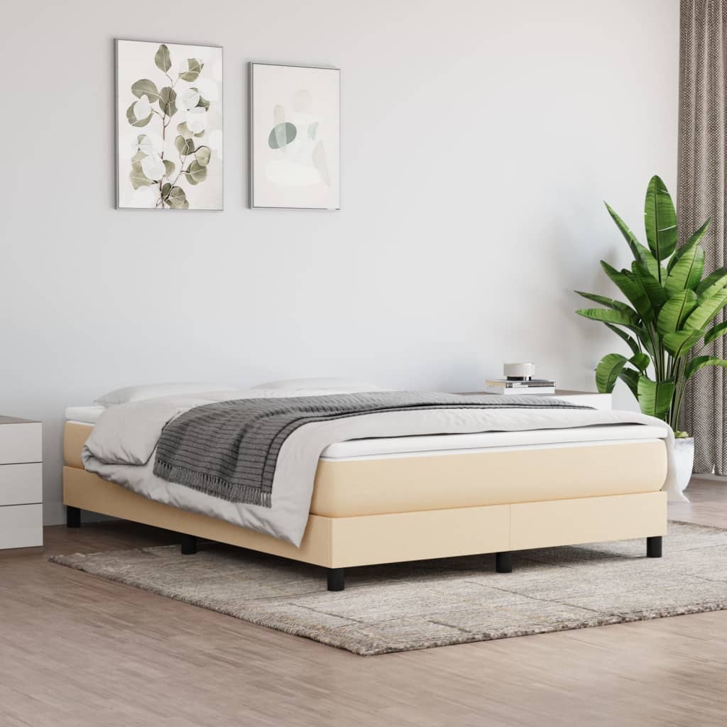 Giroletto a Molle con Materasso Crema 140x200 cm in Tessuto | homemem39