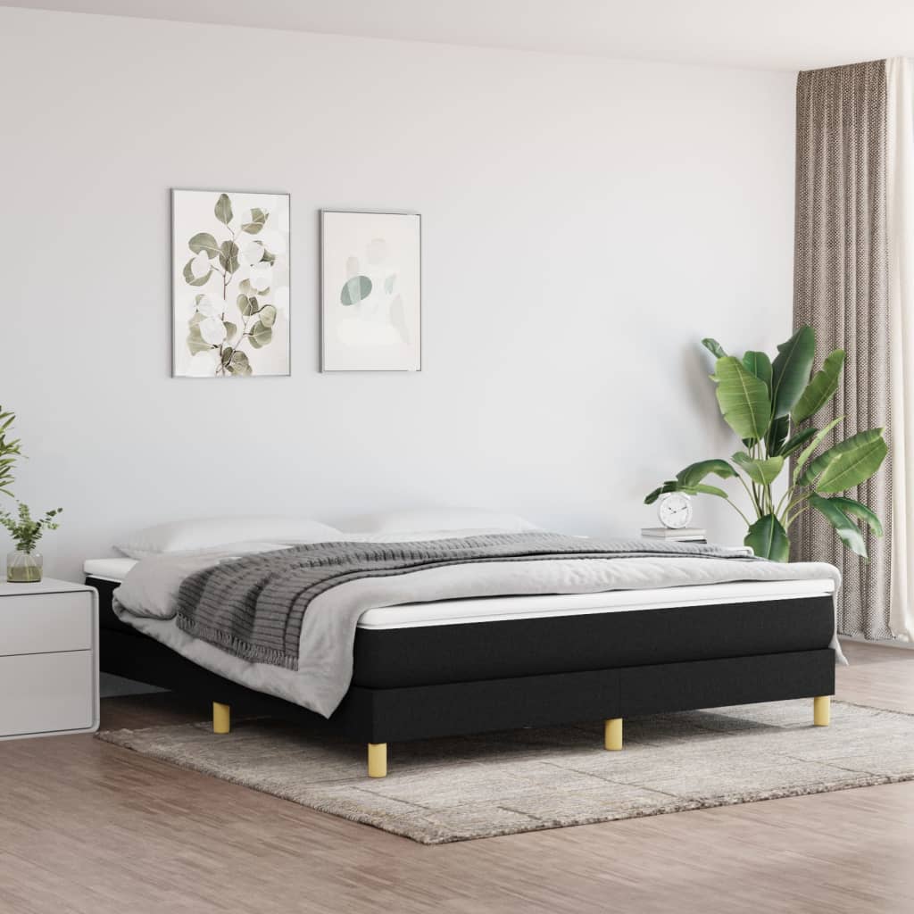 Giroletto a Molle con Materasso Nero 160x200 cm in Tessuto | homemem39