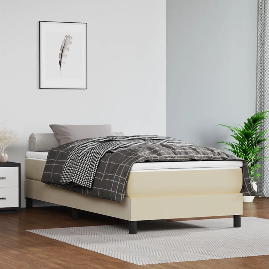 Giroletto a Molle con Materasso Crema 90x190 cm in Similpelle | homemem39