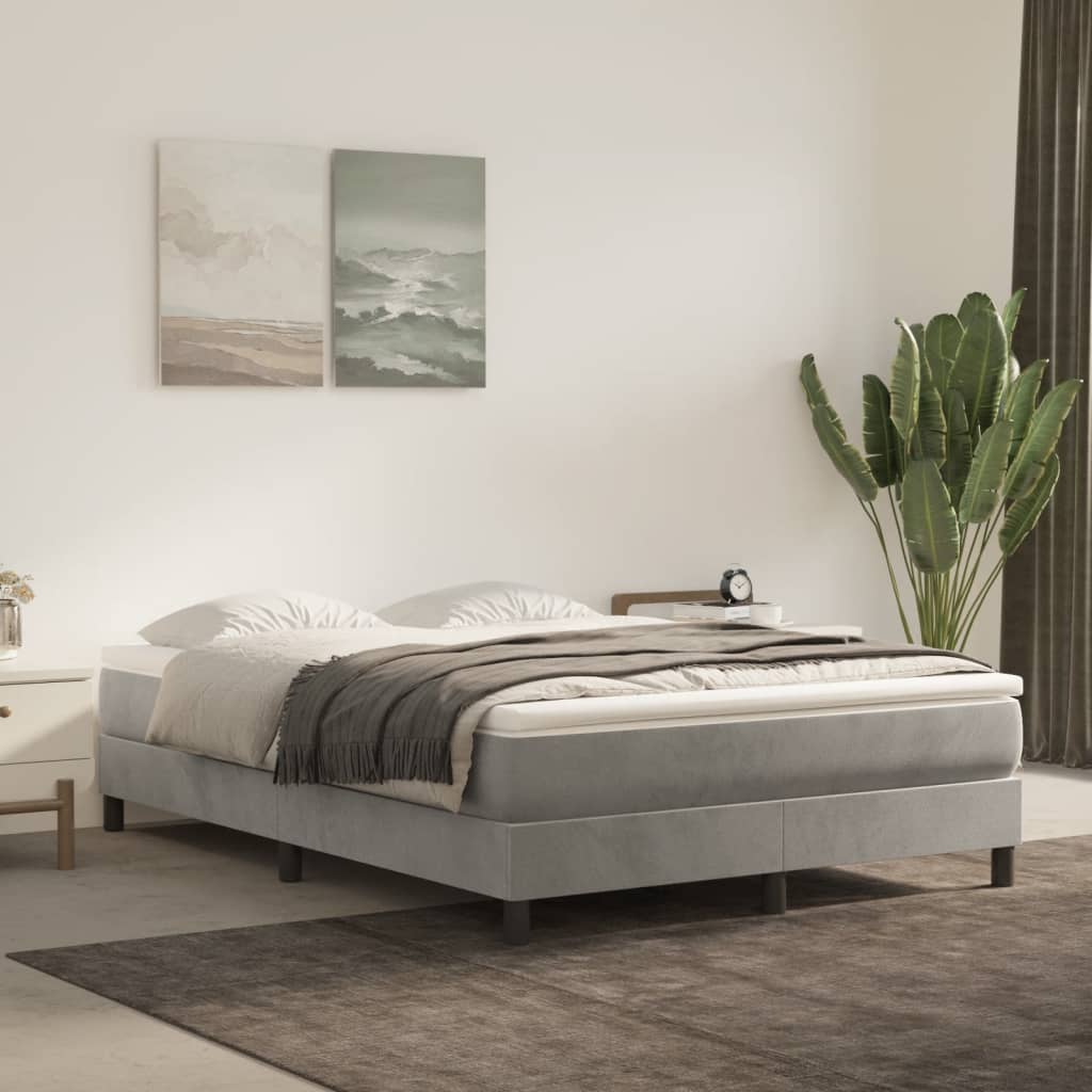 Giroletto a Molle con Materasso Grigio Chiaro 140x200cm Velluto | homemem39