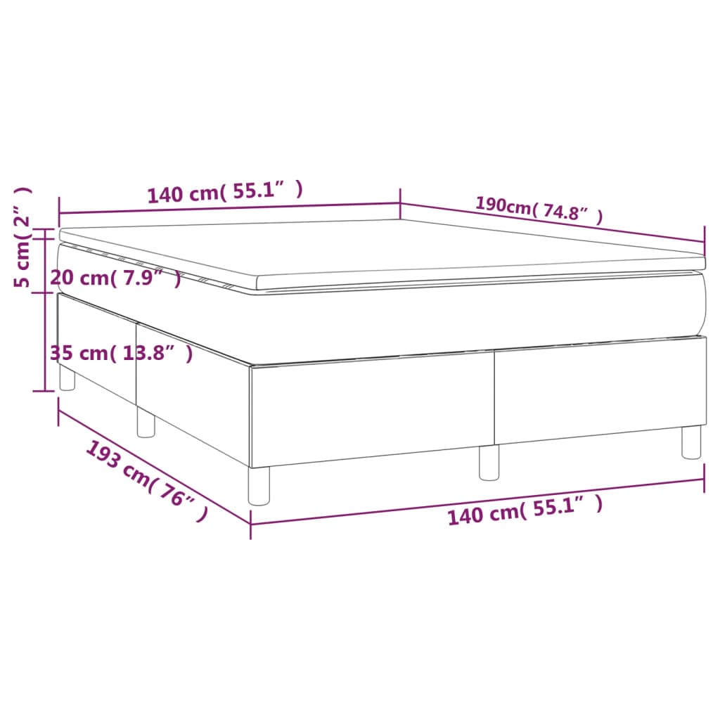 Giroletto a Molle con Materasso Marrone Scuro 140x190cm Tessuto | homemem39