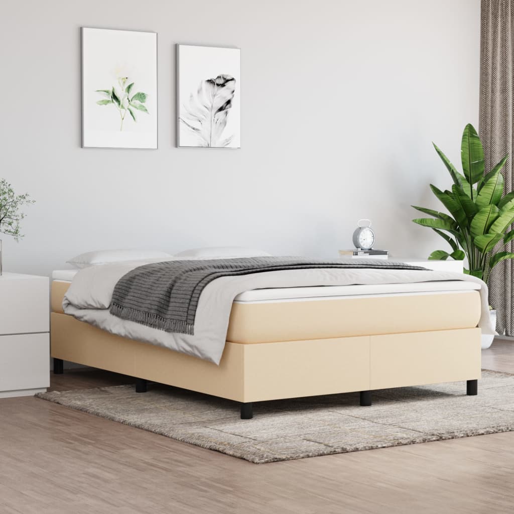 Giroletto a Molle con Materasso Crema 140x19 cm in Tessuto | homemem39