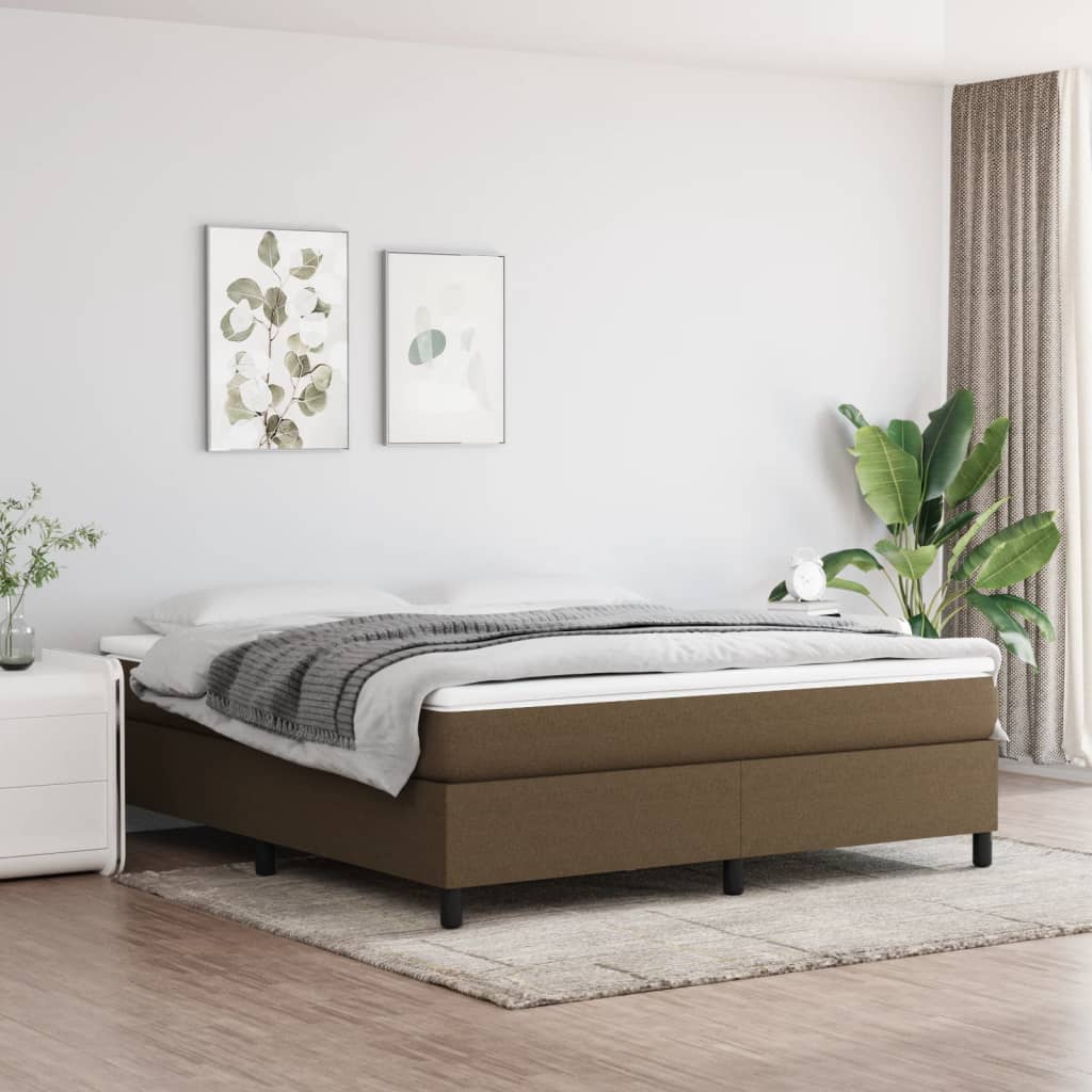 Giroletto a Molle con Materasso Marrone Scuro 180x200cm Tessuto | homemem39