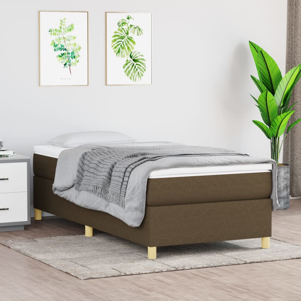 Giroletto a Molle con Materasso Marrone Scuro 90x190cm Tessuto | homemem39