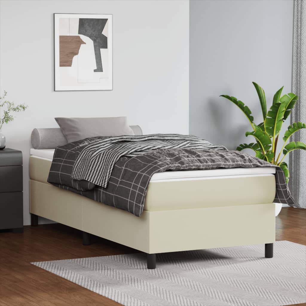 Giroletto a Molle con Materasso Crema 90x190 cm in Similpelle | homemem39