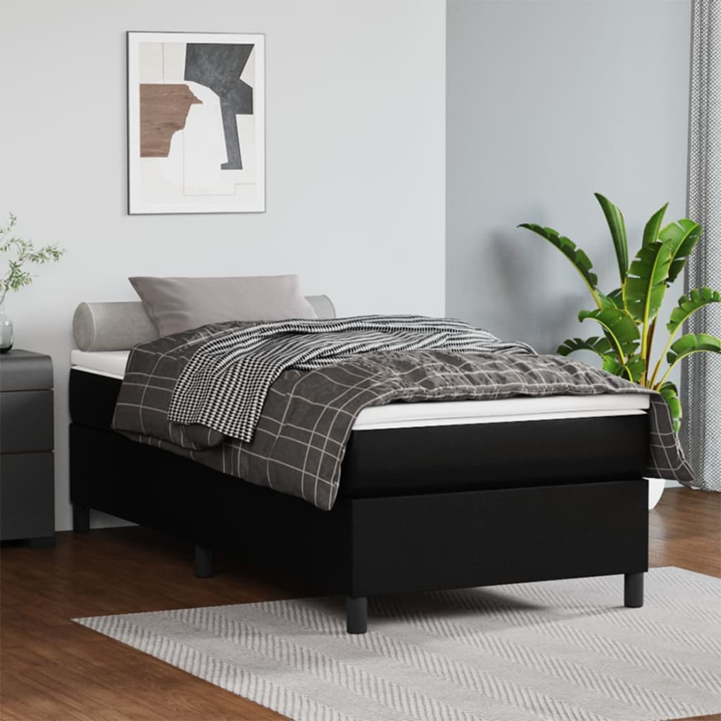 Giroletto a Molle con Materasso Nero 90x200 cm in Similpelle | homemem39