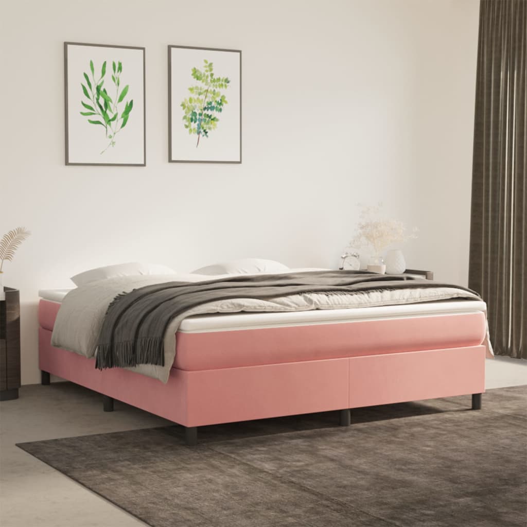 Giroletto a Molle con Materasso Rosa 180x200 cm in Velluto | homemem39