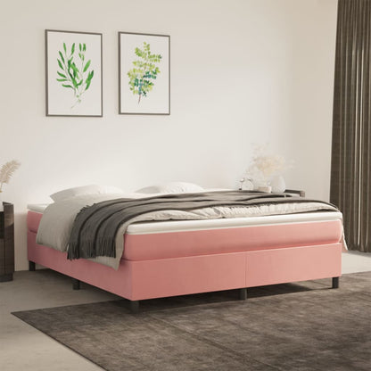 Giroletto a Molle con Materasso Rosa 180x200 cm in Velluto | homemem39