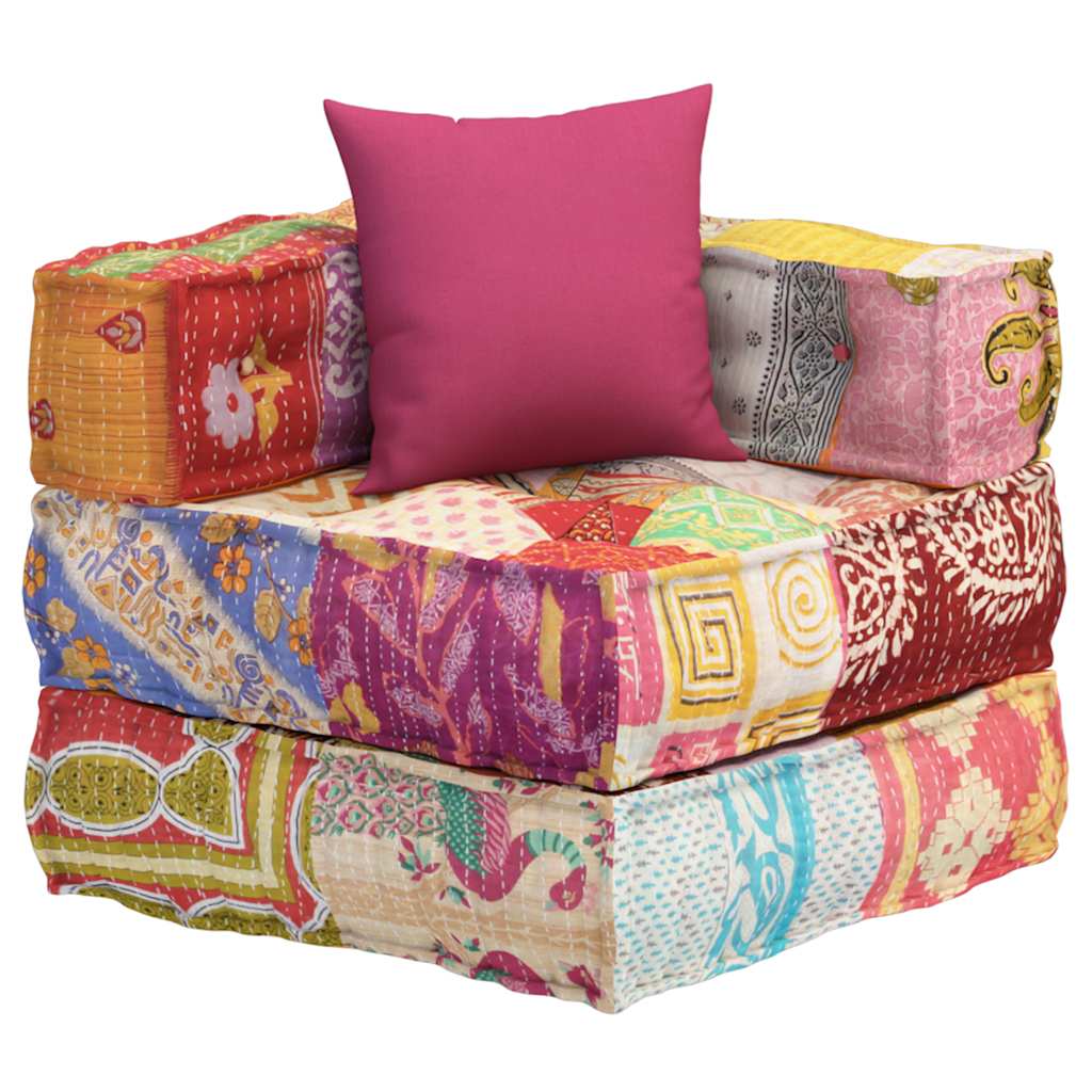 Pouf Modulare con Cuscino in Tessuto Patchwork | homemem39
