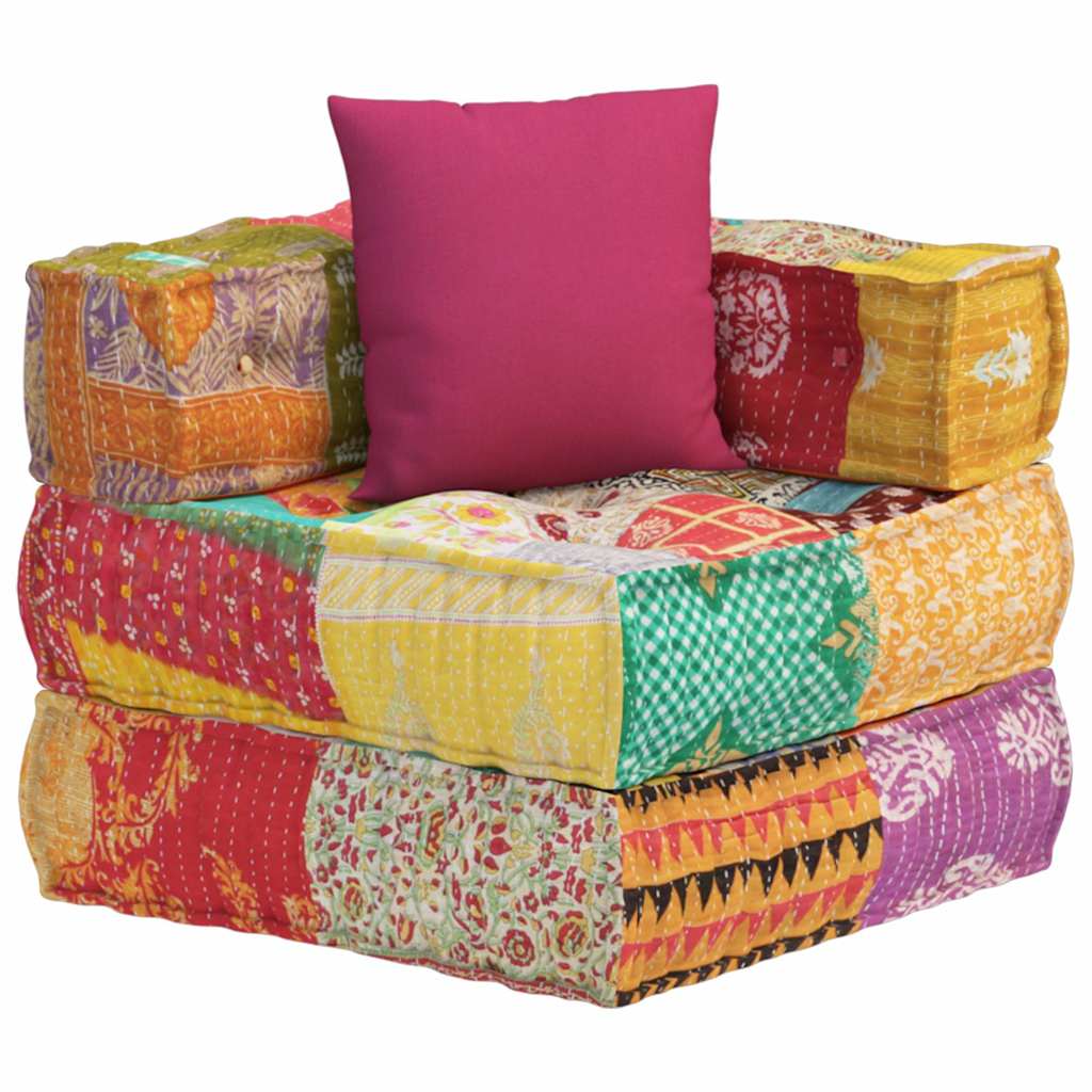 Pouf Modulare con Cuscino in Tessuto Patchwork | homemem39