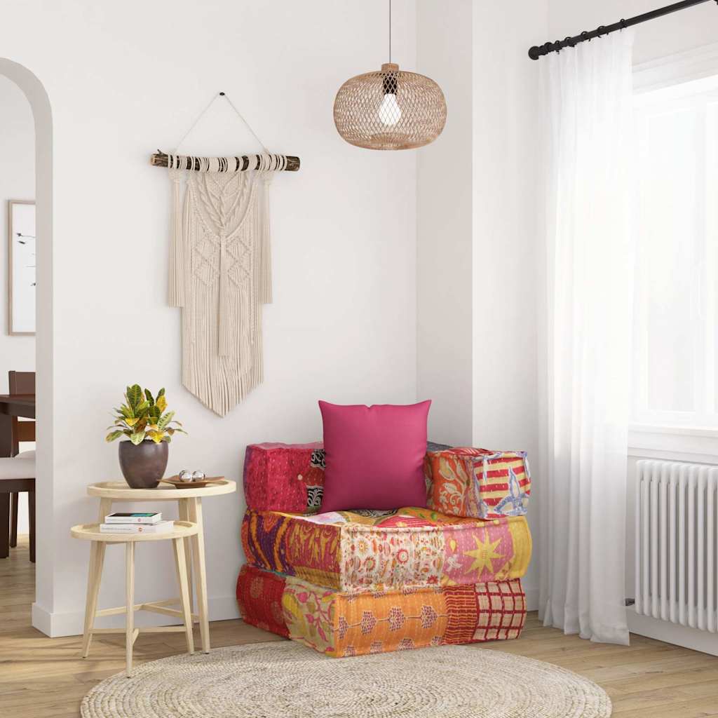 Pouf Modulare con Cuscino in Tessuto Patchwork | homemem39