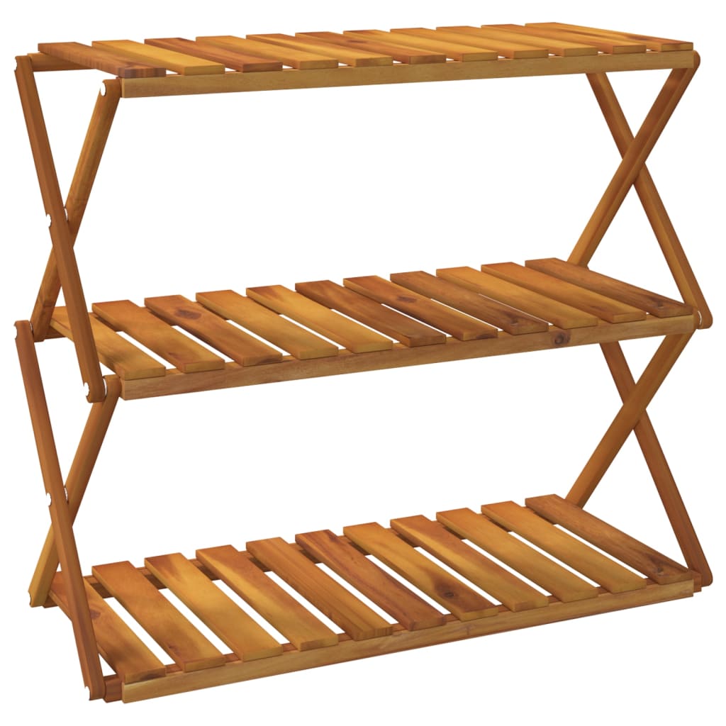 Scaffale Pieghevole 3 Ripiani 70x31x63 cm Legno Massello Acacia | homemem39
